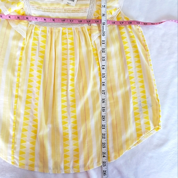 ELLA MOSS Empire Yellow Kinslee Short Flutter Sleeve Lace Trim Blouse—NWT—L - Picture 15 of 15